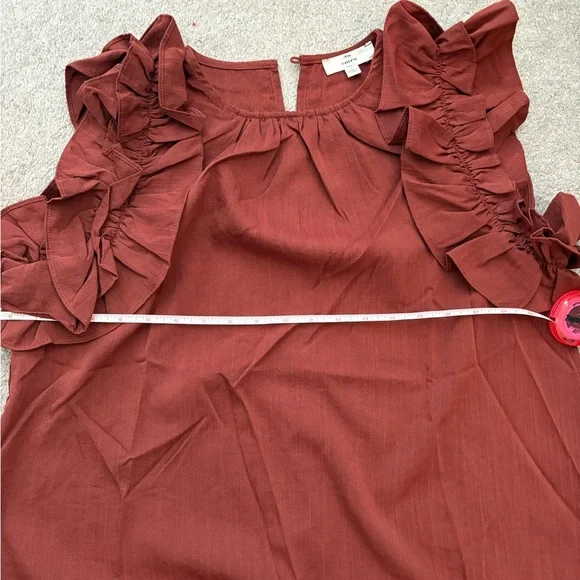 Ruffled Brown Sleeveless Top - Picture 8 of 8